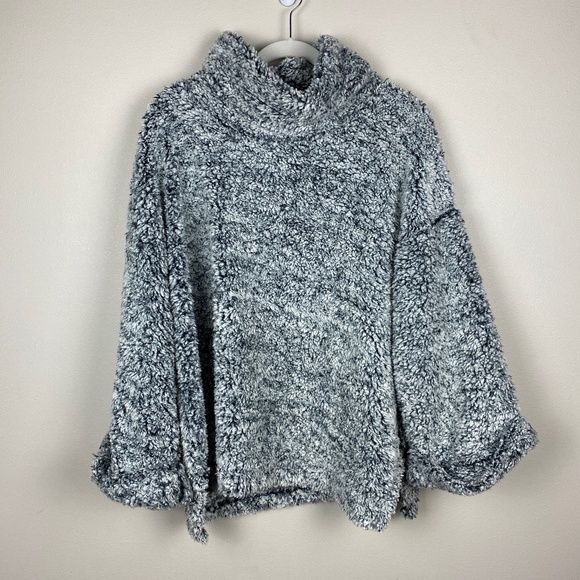 Anthro | Sunday in Brooklyn Grey Sibley Oversized Sherpa Pullover - Size XS/S - Picture 1 of 6